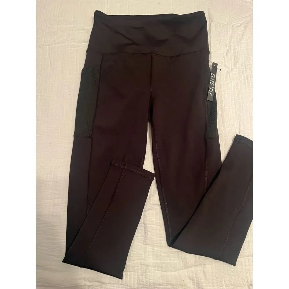 Elite + Fit Black Legging with Mesh Side Pockets NEW NWT